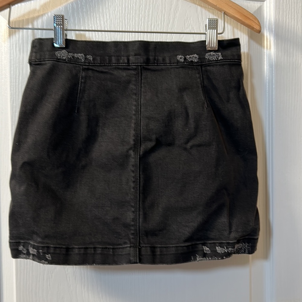 Frame Black Denim Factory Distressed Mini Skirt Size 25 Size Gold Zipper